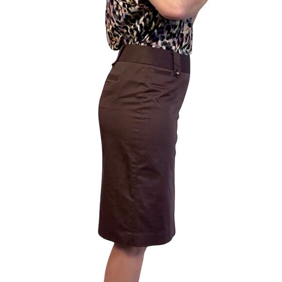 WHBM Brown High Waist Pencil Skirt 6 Belted Y2K Office Siren Quiet Luxury - Picture 3 of 12